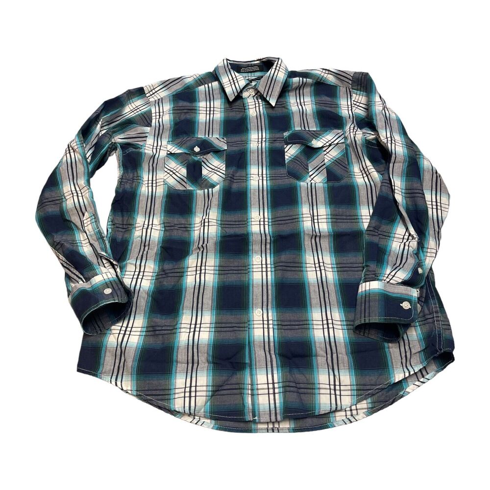Beverly Hills Polo Club Shirt Men's Medium Multicolor Plaid Cotton Button-Up